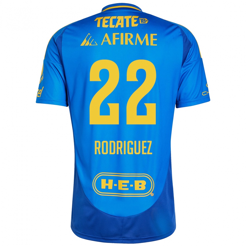 Niño Camiseta Anika Rodriguez #22 Azul Amarillo 2ª Equipación 2024/25 La Camisa Perú