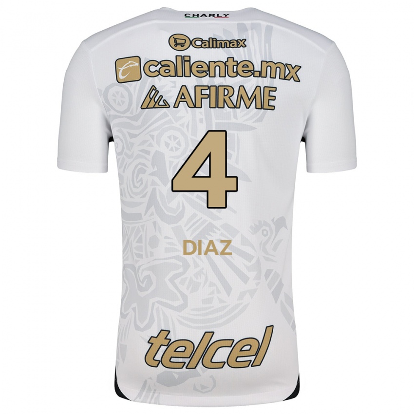 Niño Camiseta Nicolás Díaz #4 Blanco Negro 2ª Equipación 2024/25 La Camisa Perú