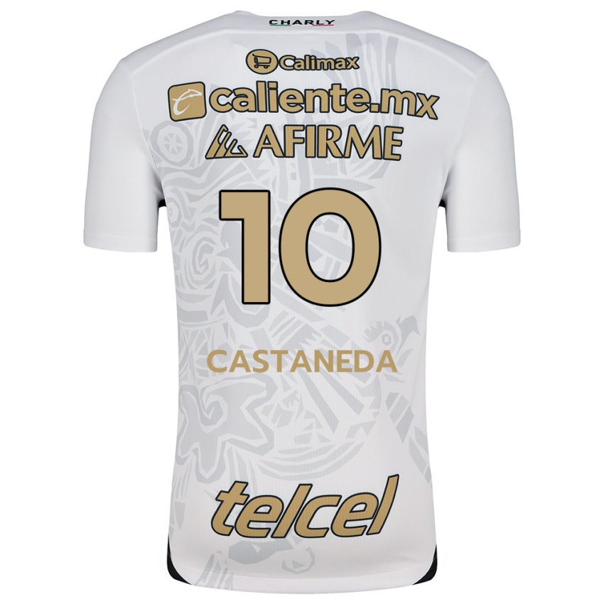 Niño Camiseta Kevin Castañeda #10 Blanco Negro 2ª Equipación 2024/25 La Camisa Perú