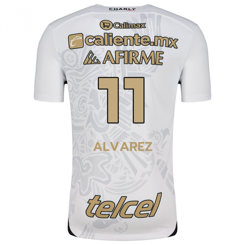 Niño Camiseta Efraín Álvarez #11 Blanco Negro 2ª Equipación 2024/25 La Camisa Perú