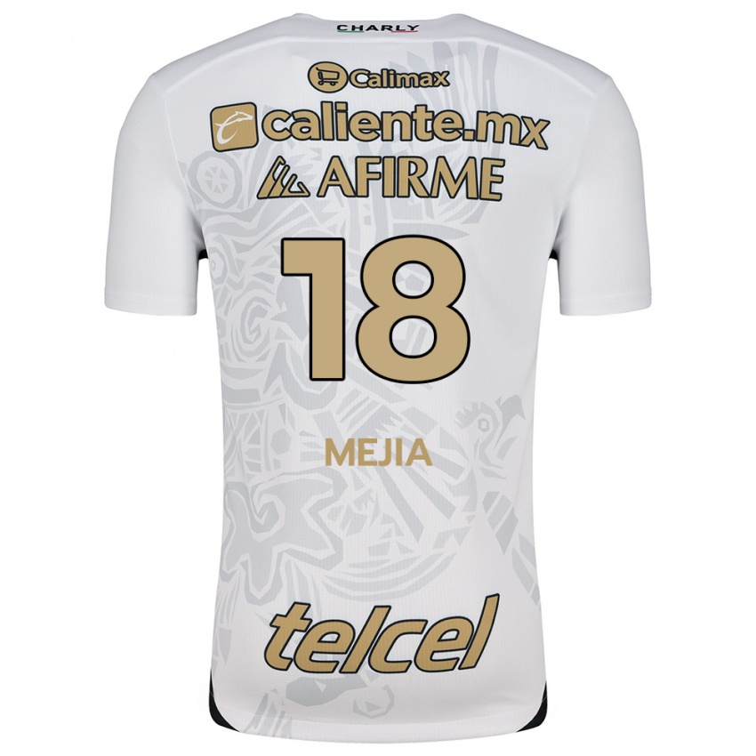 Niño Camiseta Aarón Mejía #18 Blanco Negro 2ª Equipación 2024/25 La Camisa Perú