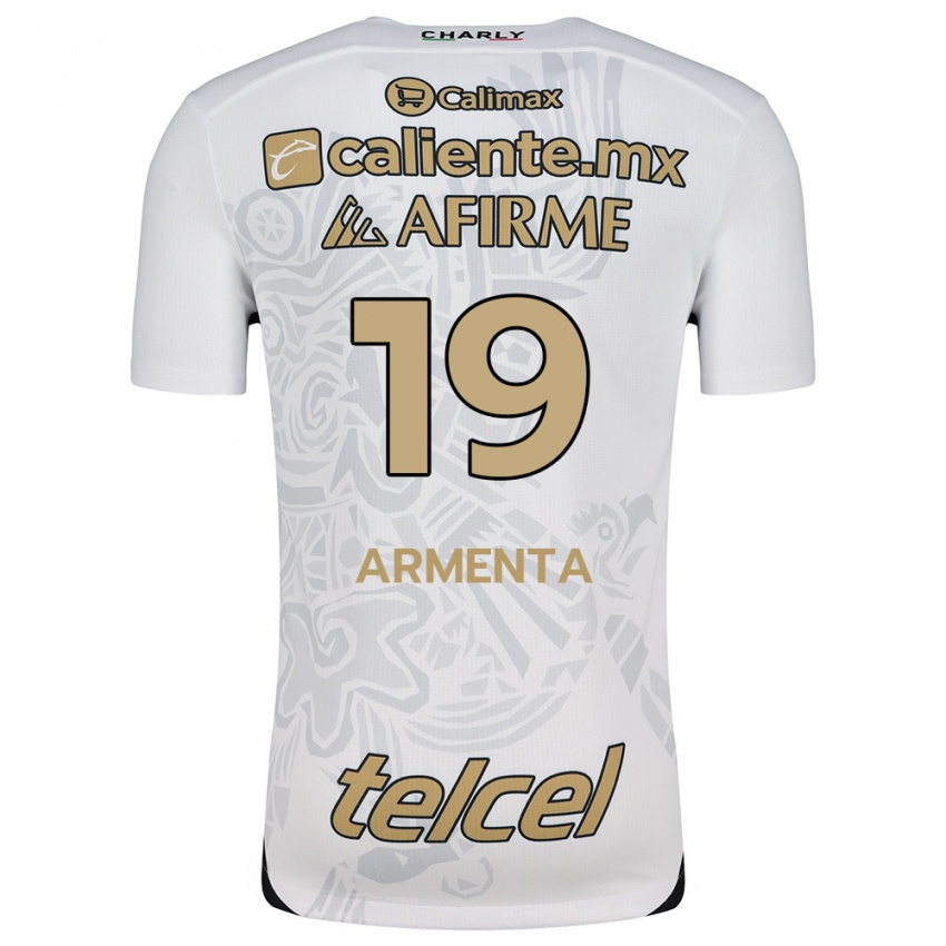 Niño Camiseta Eduardo Armenta #19 Blanco Negro 2ª Equipación 2024/25 La Camisa Perú