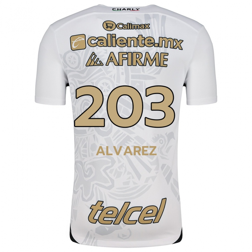 Niño Camiseta Jaime Álvarez #203 Blanco Negro 2ª Equipación 2024/25 La Camisa Perú