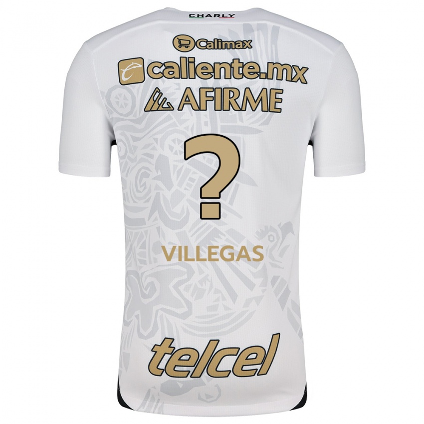 Niño Camiseta Óscar Villegas #0 Blanco Negro 2ª Equipación 2024/25 La Camisa Perú