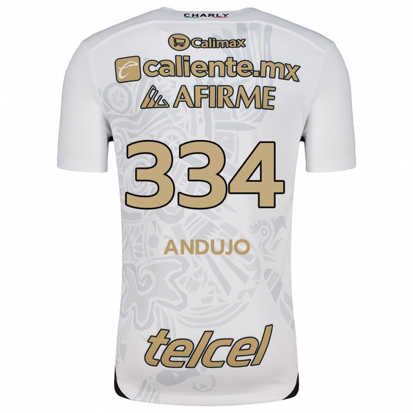 Niño Camiseta Favio Andujo #334 Blanco Negro 2ª Equipación 2024/25 La Camisa Perú