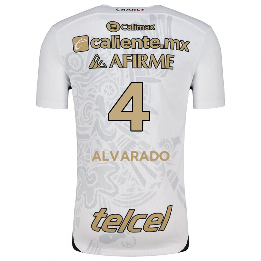 Niño Camiseta Mónica Alvarado #4 Blanco Negro 2ª Equipación 2024/25 La Camisa Perú