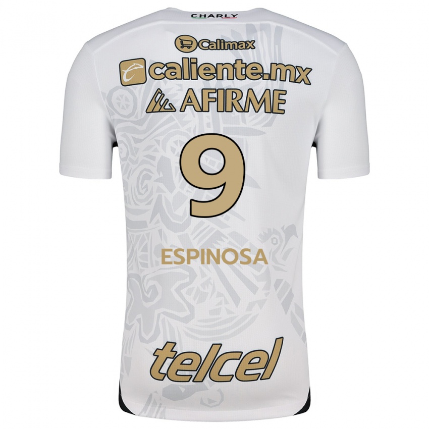 Niño Camiseta Daniela Espinosa #9 Blanco Negro 2ª Equipación 2024/25 La Camisa Perú