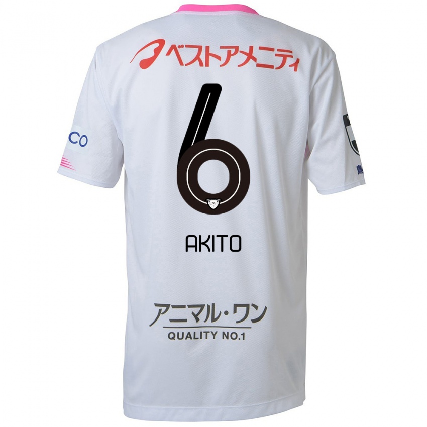 Niño Camiseta Akito Fukuta #6 Blanco Azul Rosa 2ª Equipación 2024/25 La Camisa Perú