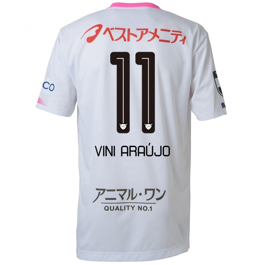 Niño Camiseta Vinícius Araújo #11 Blanco Azul Rosa 2ª Equipación 2024/25 La Camisa Perú