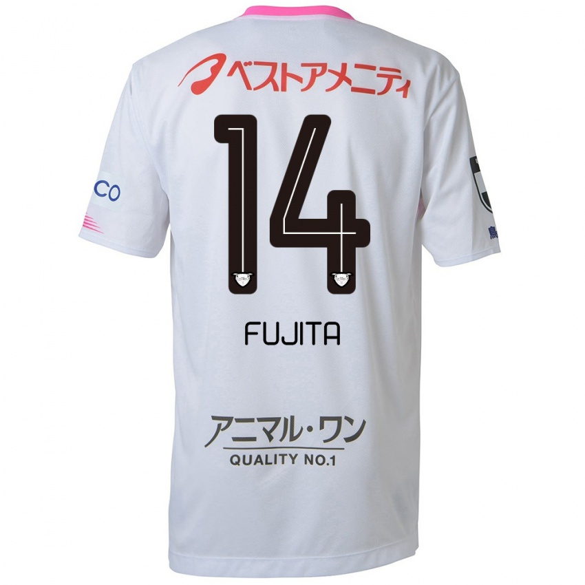 Niño Camiseta Naoyuki Fujita #14 Blanco Azul Rosa 2ª Equipación 2024/25 La Camisa Perú