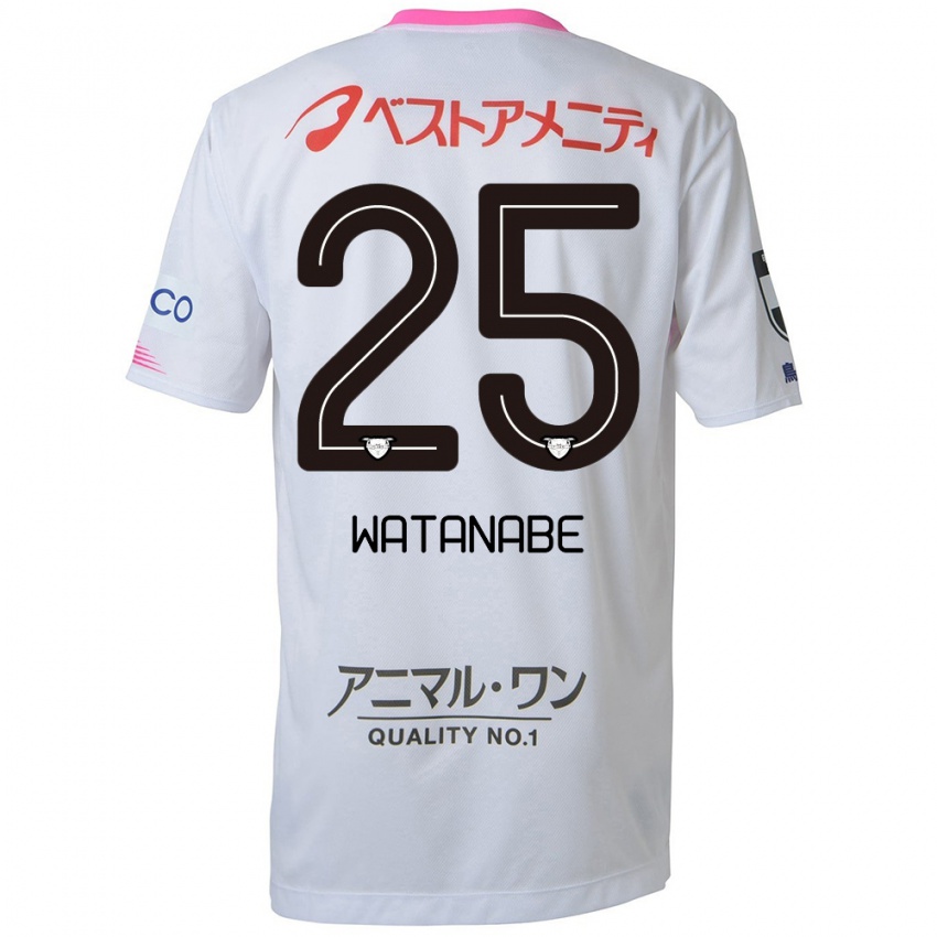 Niño Camiseta Ryohei Watanabe #25 Blanco Azul Rosa 2ª Equipación 2024/25 La Camisa Perú