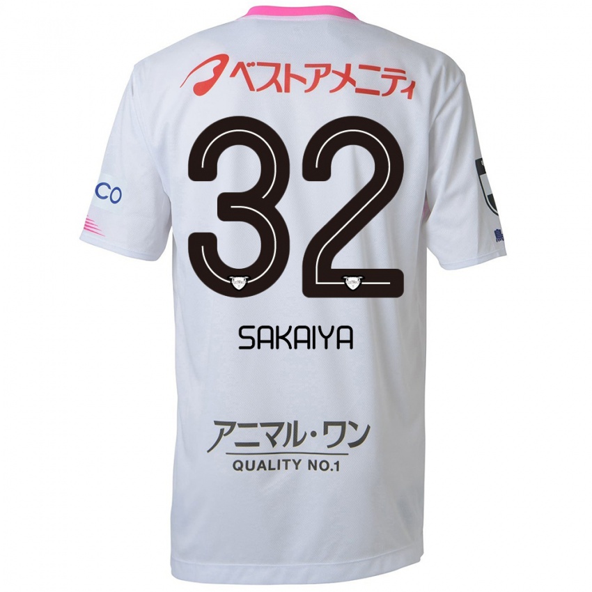 Niño Camiseta Keisuke Sakaiya #32 Blanco Azul Rosa 2ª Equipación 2024/25 La Camisa Perú