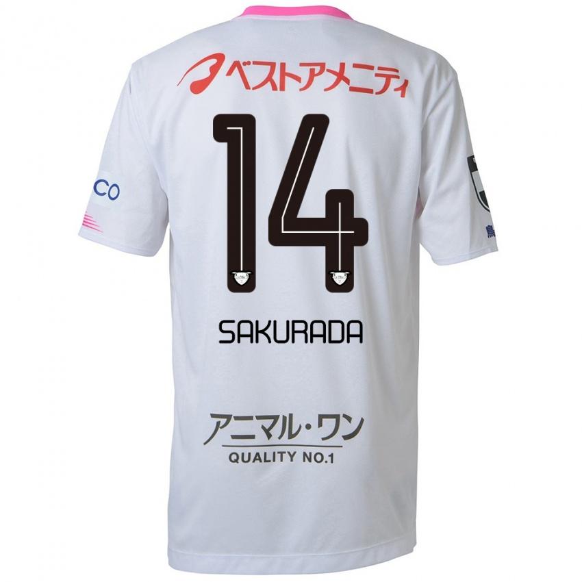 Niño Camiseta Ryu Sakurada #14 Blanco Azul Rosa 2ª Equipación 2024/25 La Camisa Perú