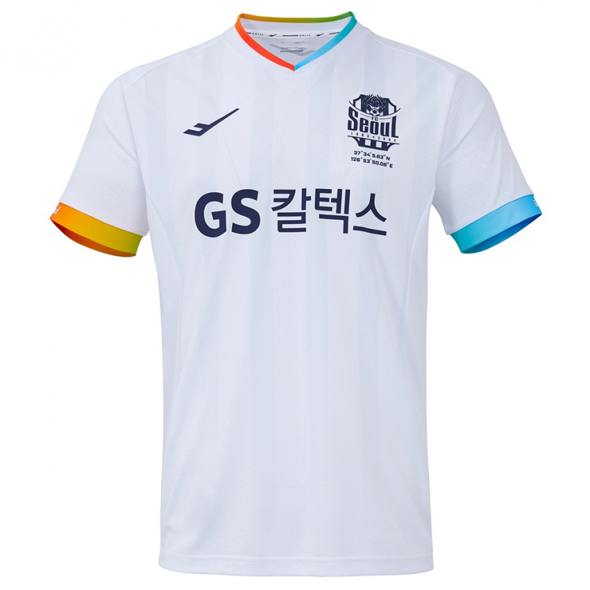 Niño Camiseta Seung-Hyeon Yang #28 Blanco Azul 2ª Equipación 2024/25 La Camisa Perú