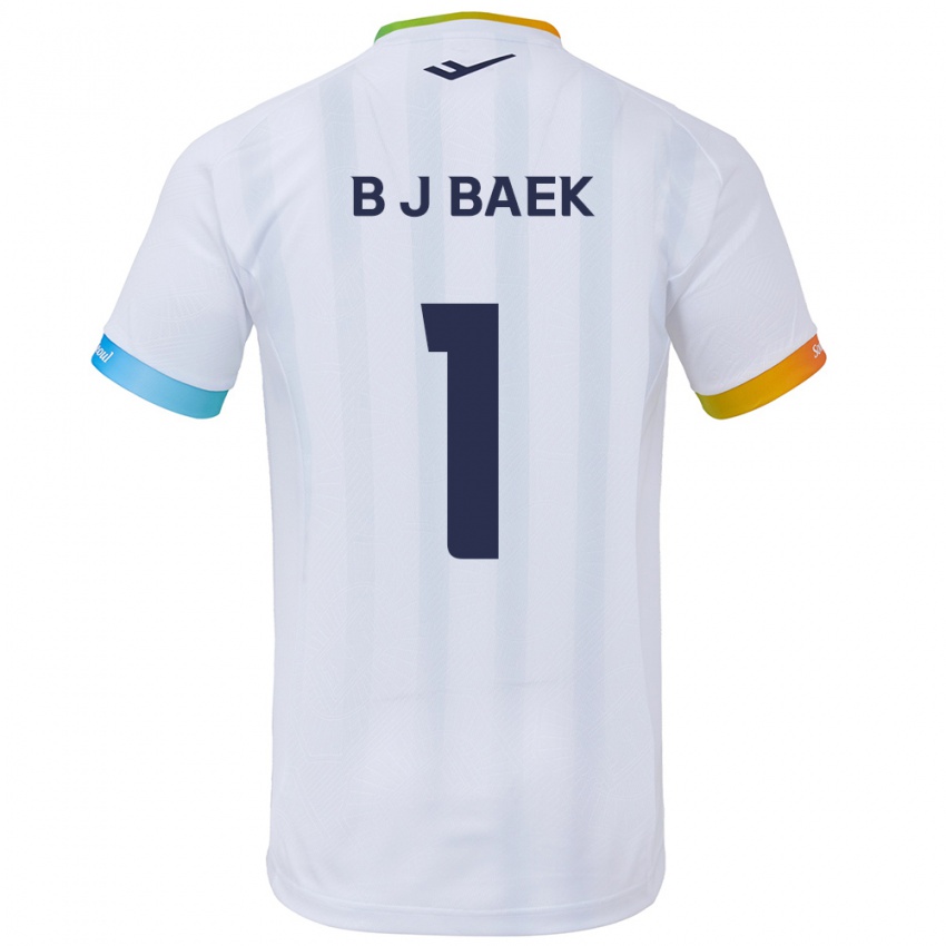 Niño Camiseta Jong-Beom Baek #1 Blanco Azul 2ª Equipación 2024/25 La Camisa Perú