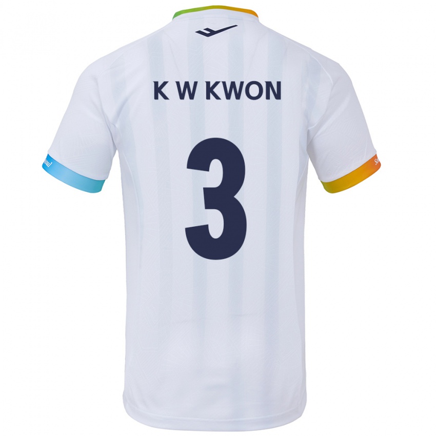 Niño Camiseta Wan-Kyu Kwon #3 Blanco Azul 2ª Equipación 2024/25 La Camisa Perú