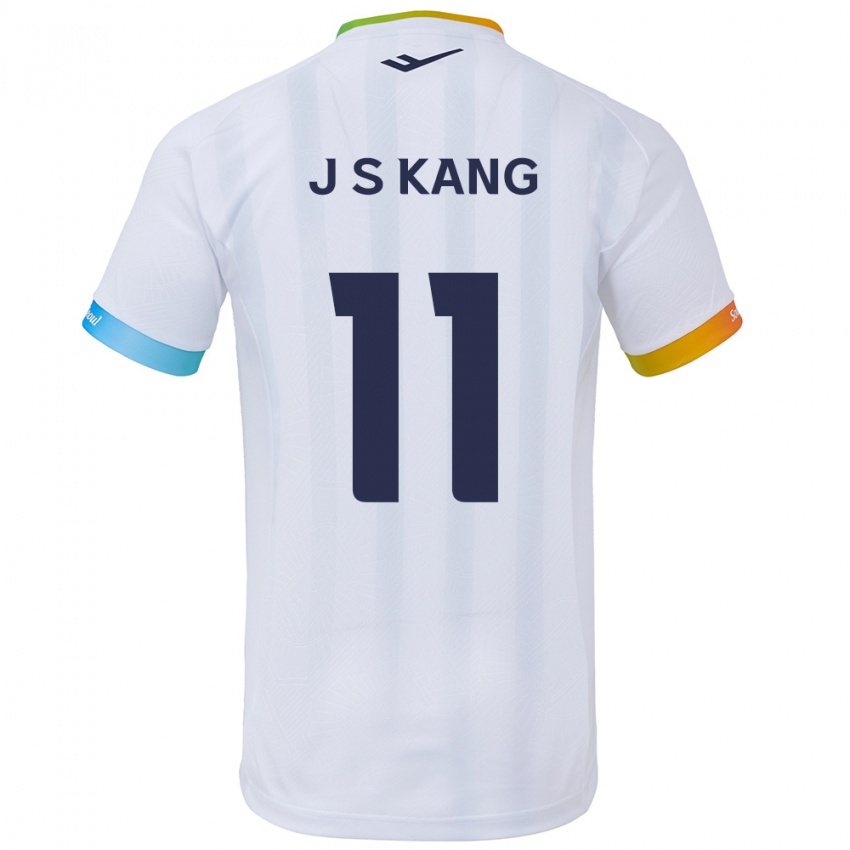 Niño Camiseta Seong-Jin Kang #11 Blanco Azul 2ª Equipación 2024/25 La Camisa Perú