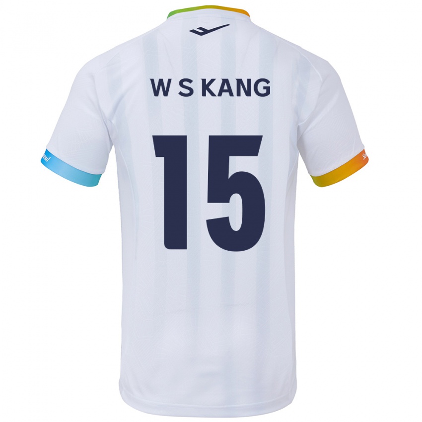 Niño Camiseta Sang-Woo Kang #15 Blanco Azul 2ª Equipación 2024/25 La Camisa Perú