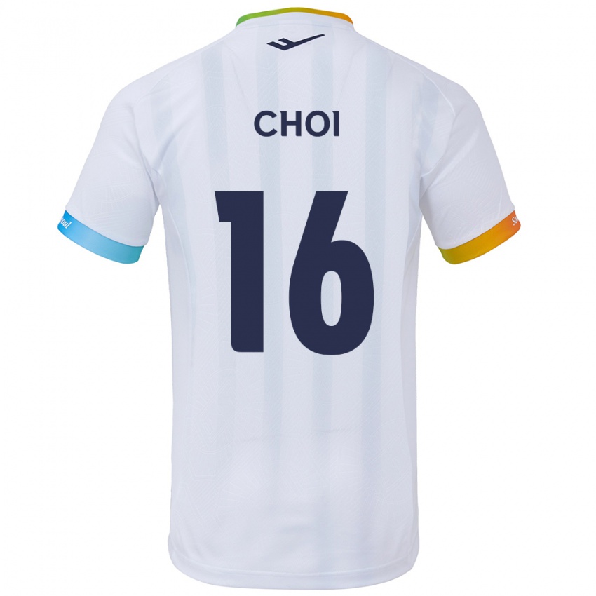 Niño Camiseta Jun Choi #16 Blanco Azul 2ª Equipación 2024/25 La Camisa Perú