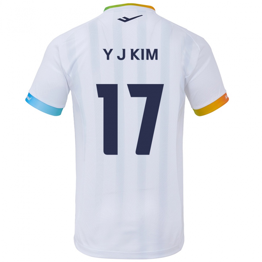 Niño Camiseta Jin-Ya Kim #17 Blanco Azul 2ª Equipación 2024/25 La Camisa Perú