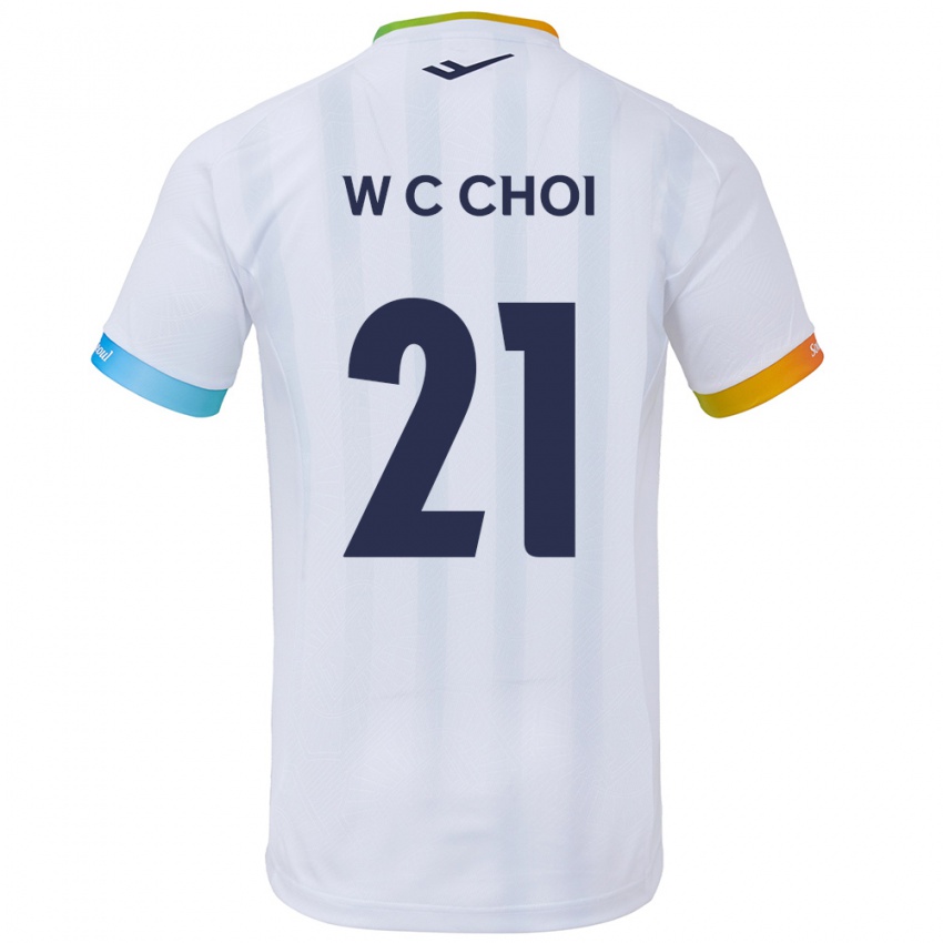 Niño Camiseta Cheol-Won Choi #21 Blanco Azul 2ª Equipación 2024/25 La Camisa Perú