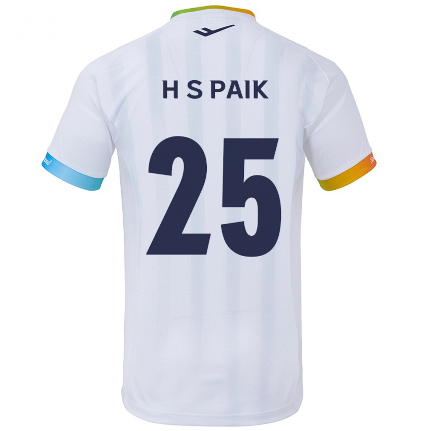 Niño Camiseta Sang-Hoon Paik #25 Blanco Azul 2ª Equipación 2024/25 La Camisa Perú