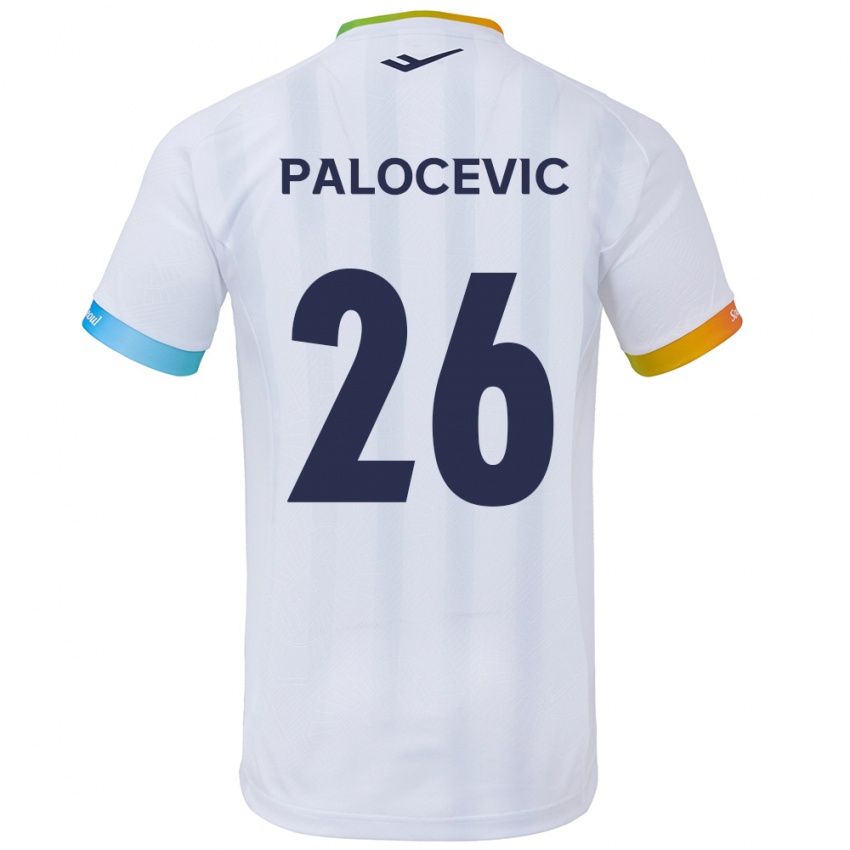 Niño Camiseta Aleksandar Palocevic #26 Blanco Azul 2ª Equipación 2024/25 La Camisa Perú