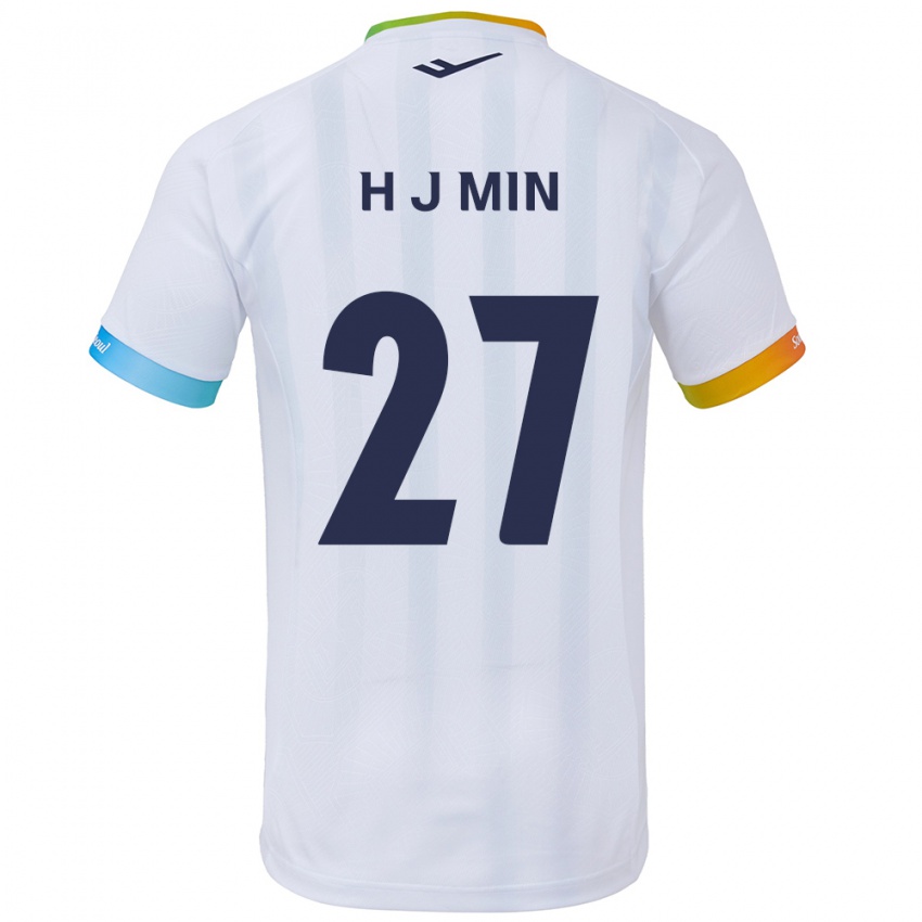 Niño Camiseta Ji-Hoon Min #27 Blanco Azul 2ª Equipación 2024/25 La Camisa Perú