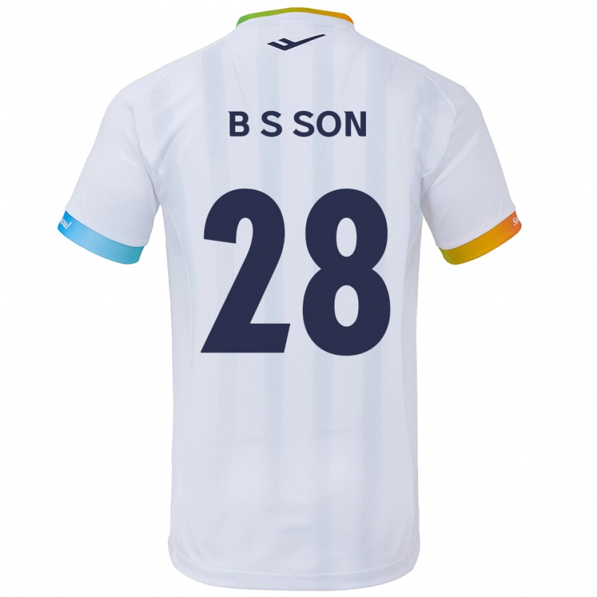 Niño Camiseta Seung-Beom Son #28 Blanco Azul 2ª Equipación 2024/25 La Camisa Perú