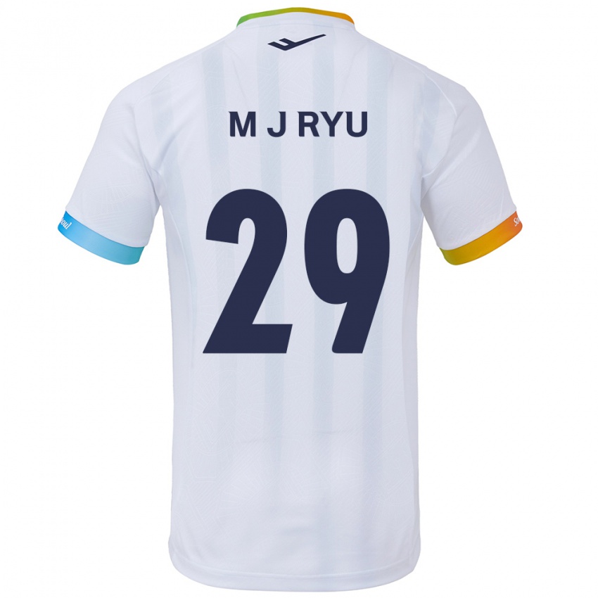 Niño Camiseta Jae-Moon Ryu #29 Blanco Azul 2ª Equipación 2024/25 La Camisa Perú