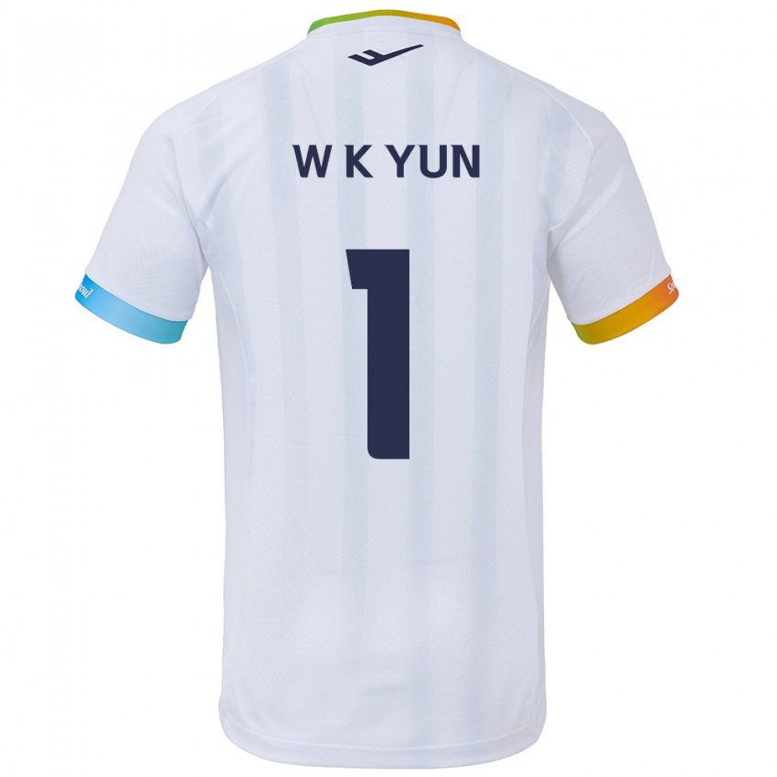 Niño Camiseta Ki-Wook Yun #1 Blanco Azul 2ª Equipación 2024/25 La Camisa Perú