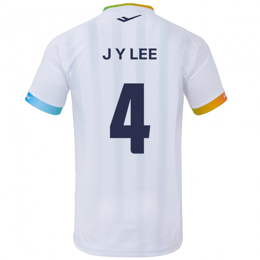 Niño Camiseta Young-Jun Lee #4 Blanco Azul 2ª Equipación 2024/25 La Camisa Perú