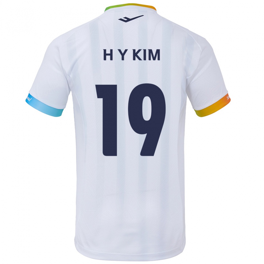 Niño Camiseta Yong-Hyuk Kim #19 Blanco Azul 2ª Equipación 2024/25 La Camisa Perú