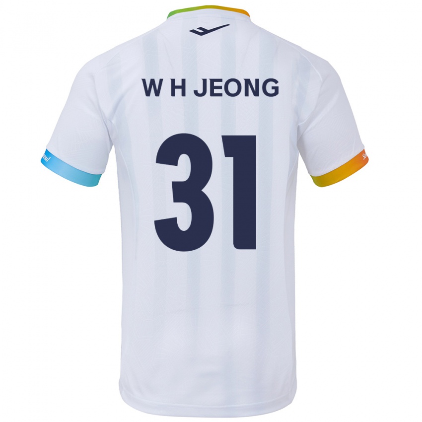 Niño Camiseta Hyun-Woong Jeong #31 Blanco Azul 2ª Equipación 2024/25 La Camisa Perú