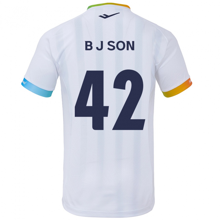 Niño Camiseta Jeong-Beom Son #42 Blanco Azul 2ª Equipación 2024/25 La Camisa Perú