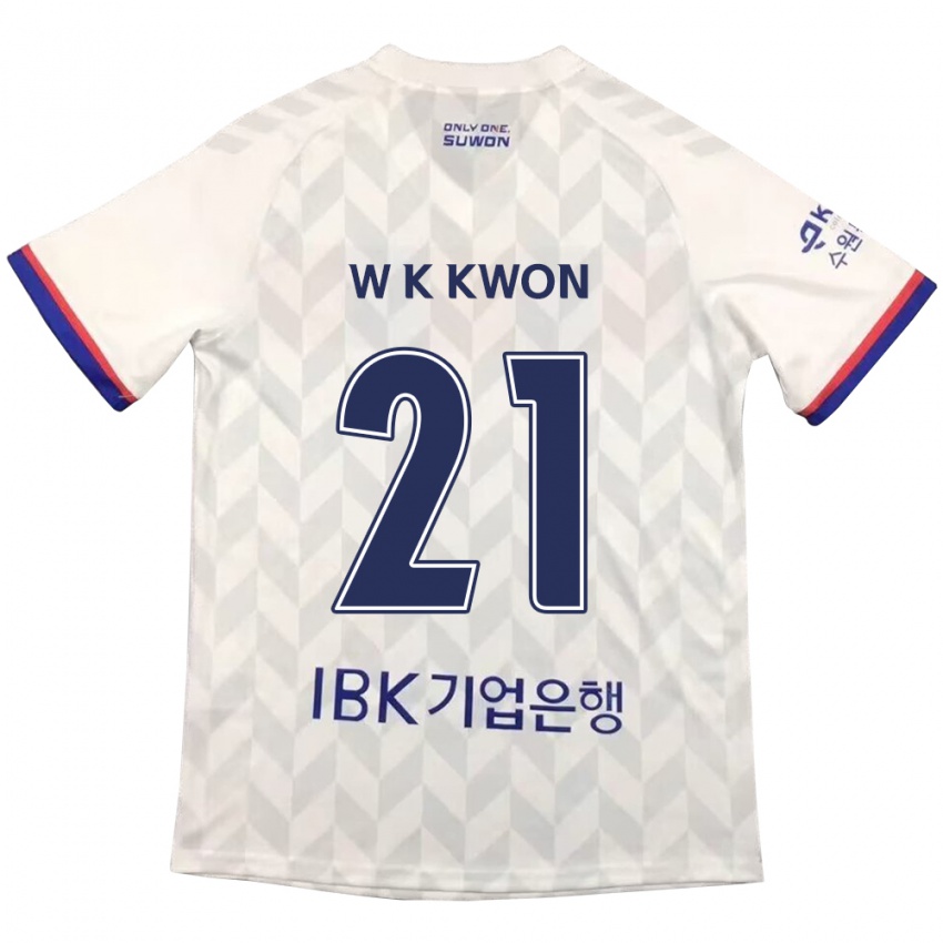 Niño Camiseta Kyung-Won Kwon #21 Blanco Azul 2ª Equipación 2024/25 La Camisa Perú