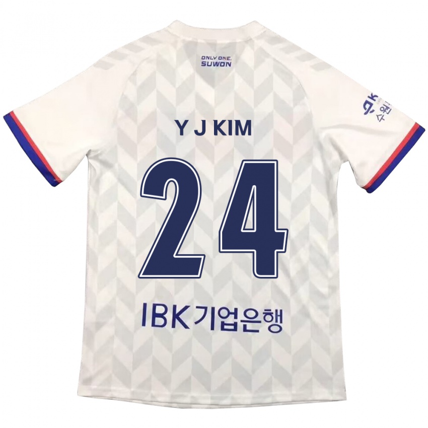 Niño Camiseta Ju-Yeop Kim #24 Blanco Azul 2ª Equipación 2024/25 La Camisa Perú