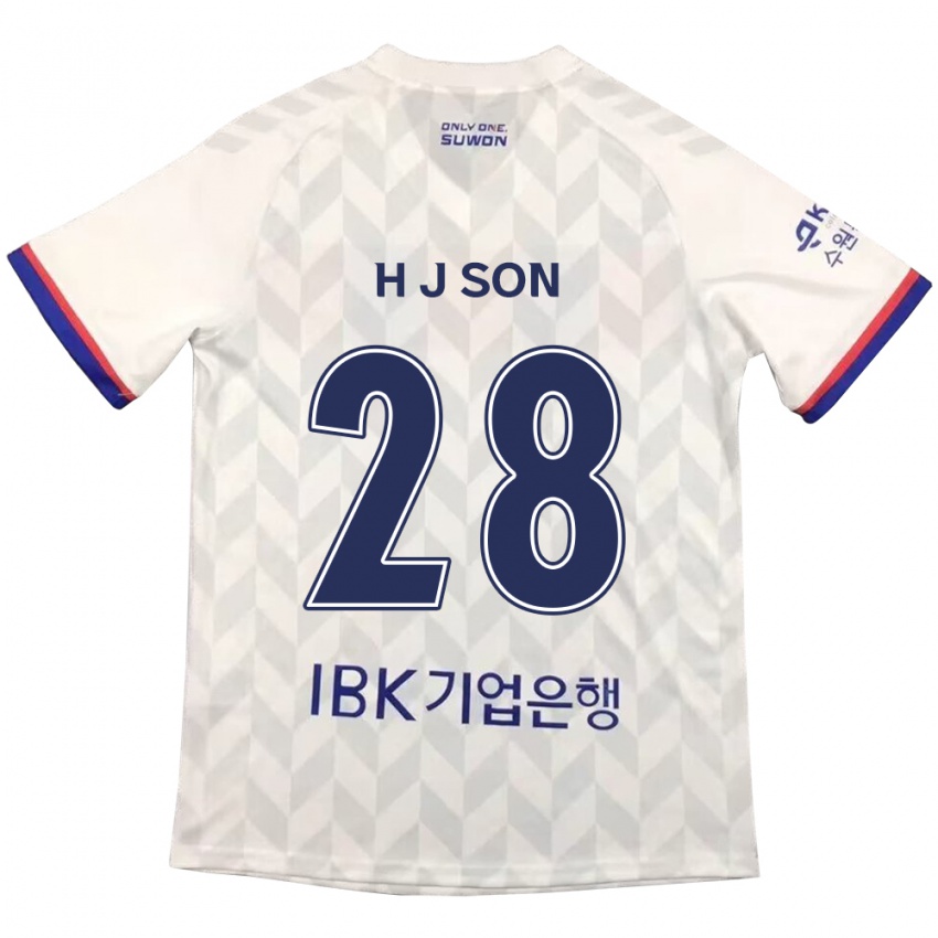 Niño Camiseta Jun-Ho Son #28 Blanco Azul 2ª Equipación 2024/25 La Camisa Perú