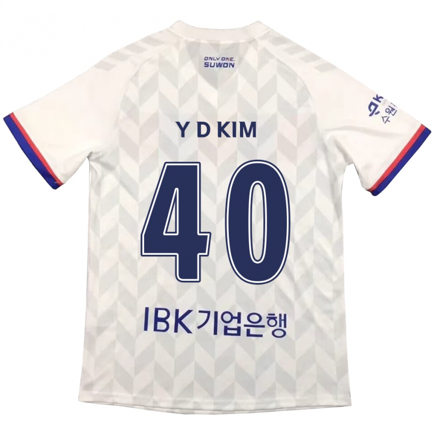 Niño Camiseta Do-Yoon Kim #40 Blanco Azul 2ª Equipación 2024/25 La Camisa Perú