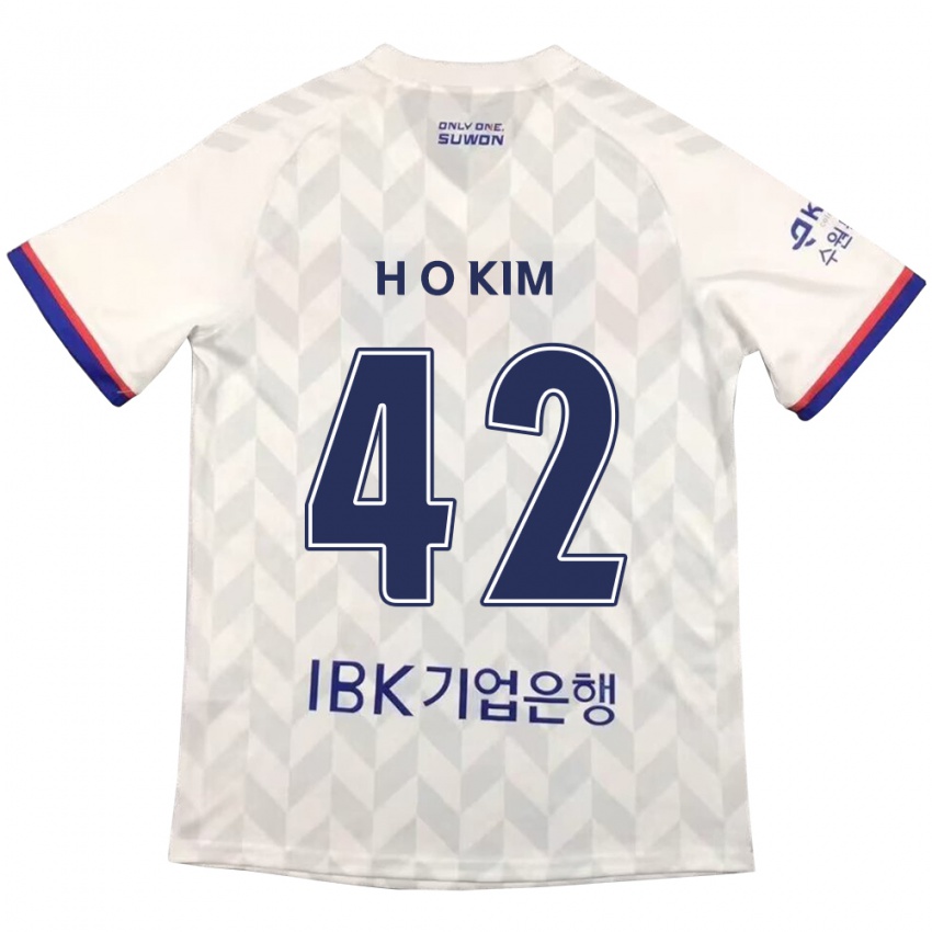 Niño Camiseta One-Hyung Kim #42 Blanco Azul 2ª Equipación 2024/25 La Camisa Perú