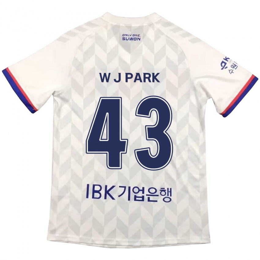 Niño Camiseta Jin-Woo Park #43 Blanco Azul 2ª Equipación 2024/25 La Camisa Perú