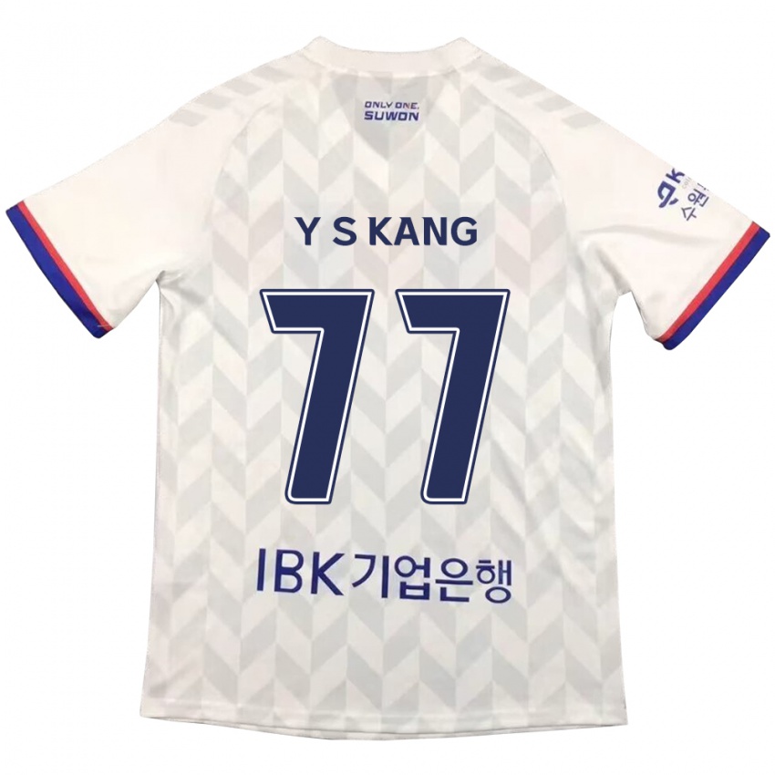 Niño Camiseta Sang-Yun Kang #77 Blanco Azul 2ª Equipación 2024/25 La Camisa Perú