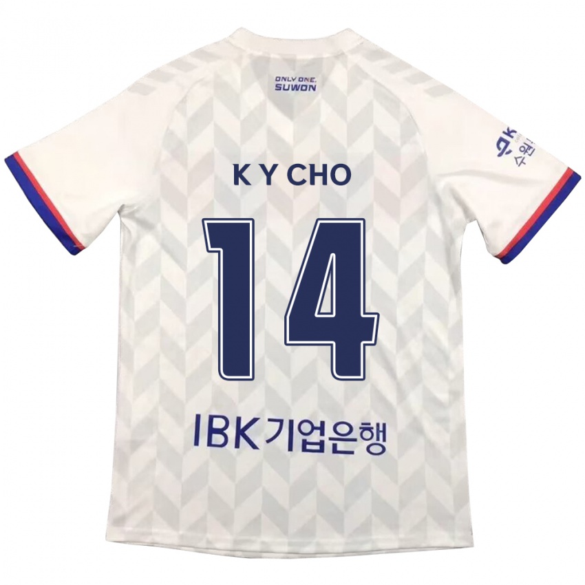 Niño Camiseta Yun-Kwon Cho #14 Blanco Azul 2ª Equipación 2024/25 La Camisa Perú