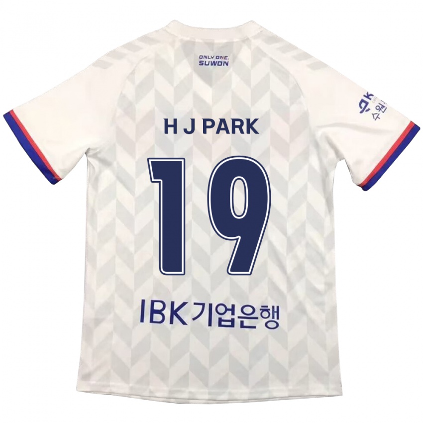 Niño Camiseta Jun-Hui Park #19 Blanco Azul 2ª Equipación 2024/25 La Camisa Perú