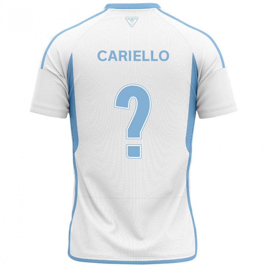 Niño Camiseta Yago Cariello #0 Blanco Azul 2ª Equipación 2024/25 La Camisa Perú