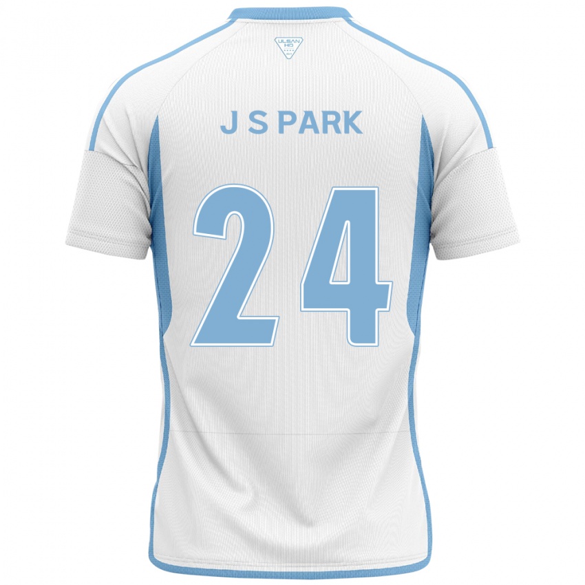 Niño Camiseta Sang-Jun Park #24 Blanco Azul 2ª Equipación 2024/25 La Camisa Perú