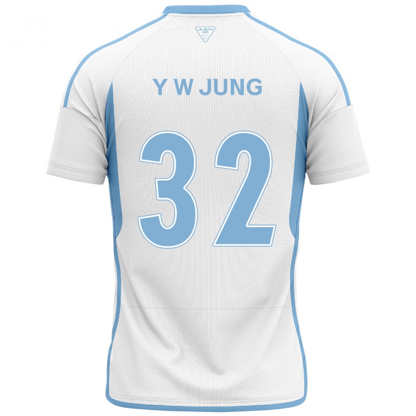 Niño Camiseta Woo-Young Jung #32 Blanco Azul 2ª Equipación 2024/25 La Camisa Perú