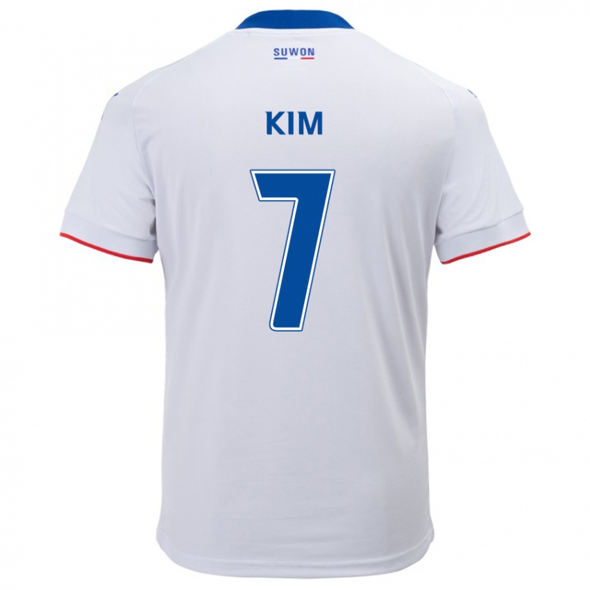 Niño Camiseta Hyun Kim #7 Blanco Azul 2ª Equipación 2024/25 La Camisa Perú