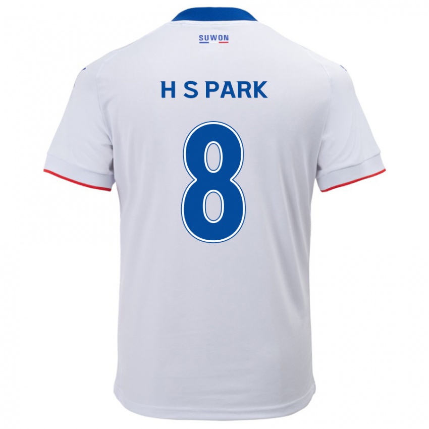 Niño Camiseta Sang-Hyeok Park #8 Blanco Azul 2ª Equipación 2024/25 La Camisa Perú