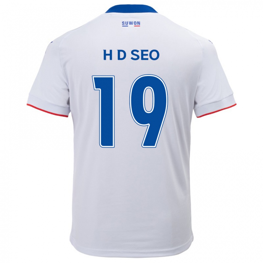 Niño Camiseta Dong-Han Seo #19 Blanco Azul 2ª Equipación 2024/25 La Camisa Perú